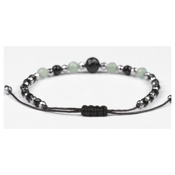 Bransoletka celebrytka czarny TURMALIN AWENTURYN HEMATYT ochrona szczęście